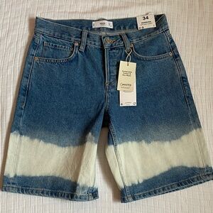 MANGO Blue and White Ombre Denim Shorts